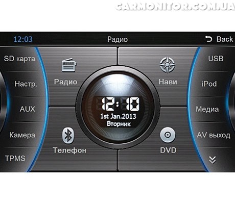 Меню штатной магнитолы Caddy Phantom DVM-1820G i6